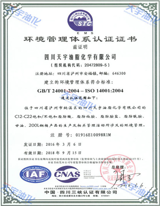 环境管理体系证书